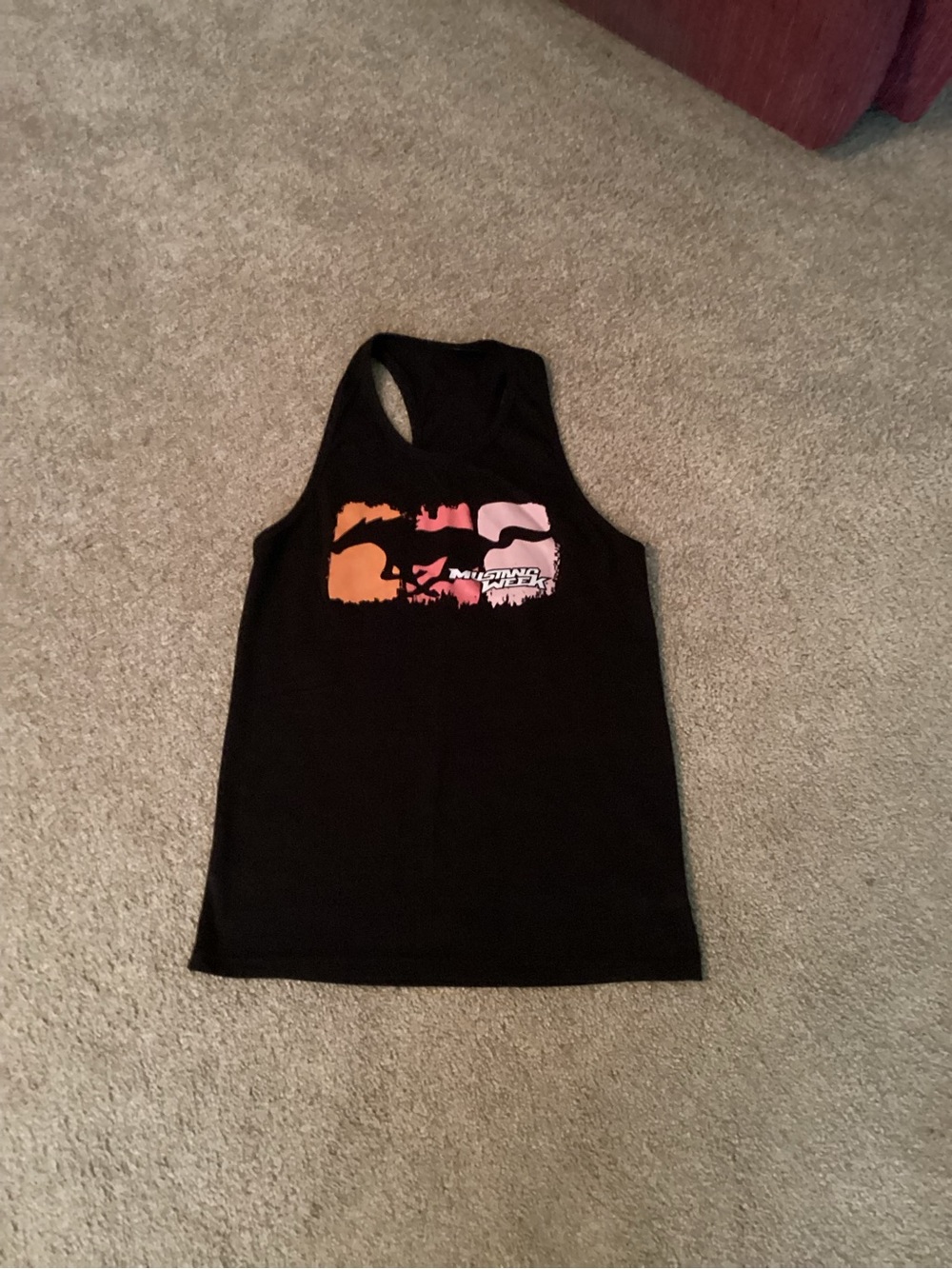 Black Women's Racerback Tank with Sunset Graphic